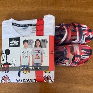 Disney Mickey Mouse Youth 2 Pack Tees,medium, free sandals, size 1 (red&blue)